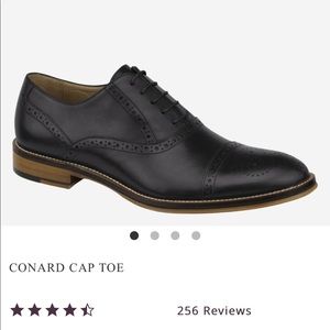 Johnson and Murphy Oxford black leather shoe. Conard Cap Toe size 10.5 wide.